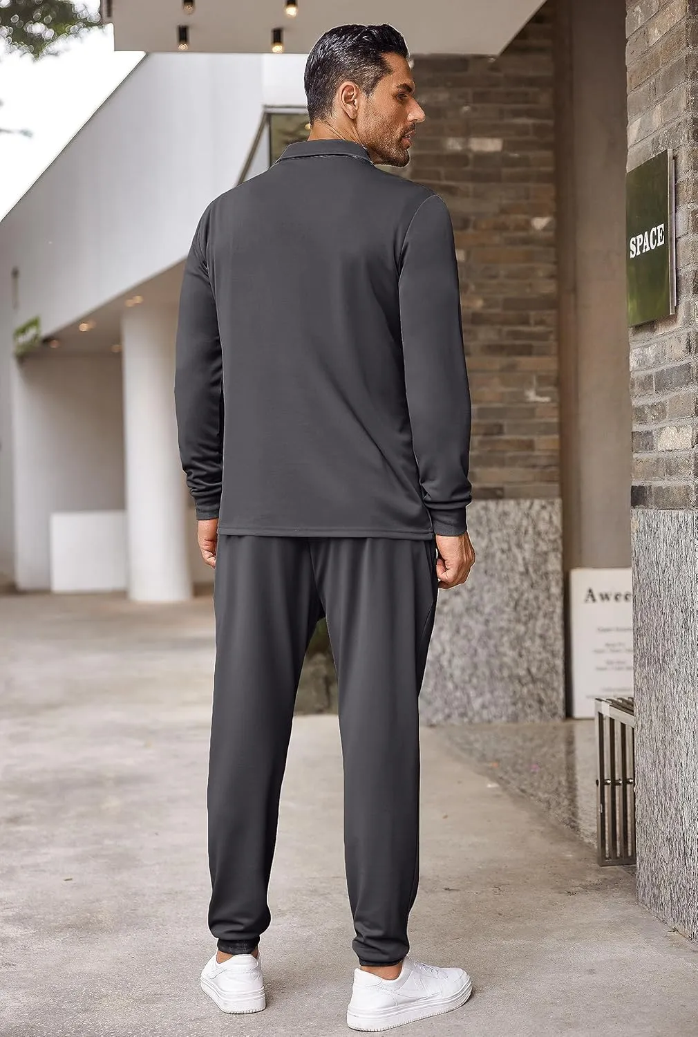 COOFANDY Men's Tracksuit 2 Piece Quarter Zip Polo Athletic Sweatsuits Casual Running Jogging Sport Suit Sets