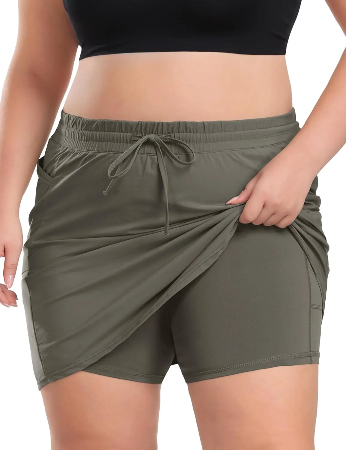 COOTRY Women's Plus Size Golf Skorts with Pockets Built-in Shorts Active Skirts for Tennis Pickleball Running Gym