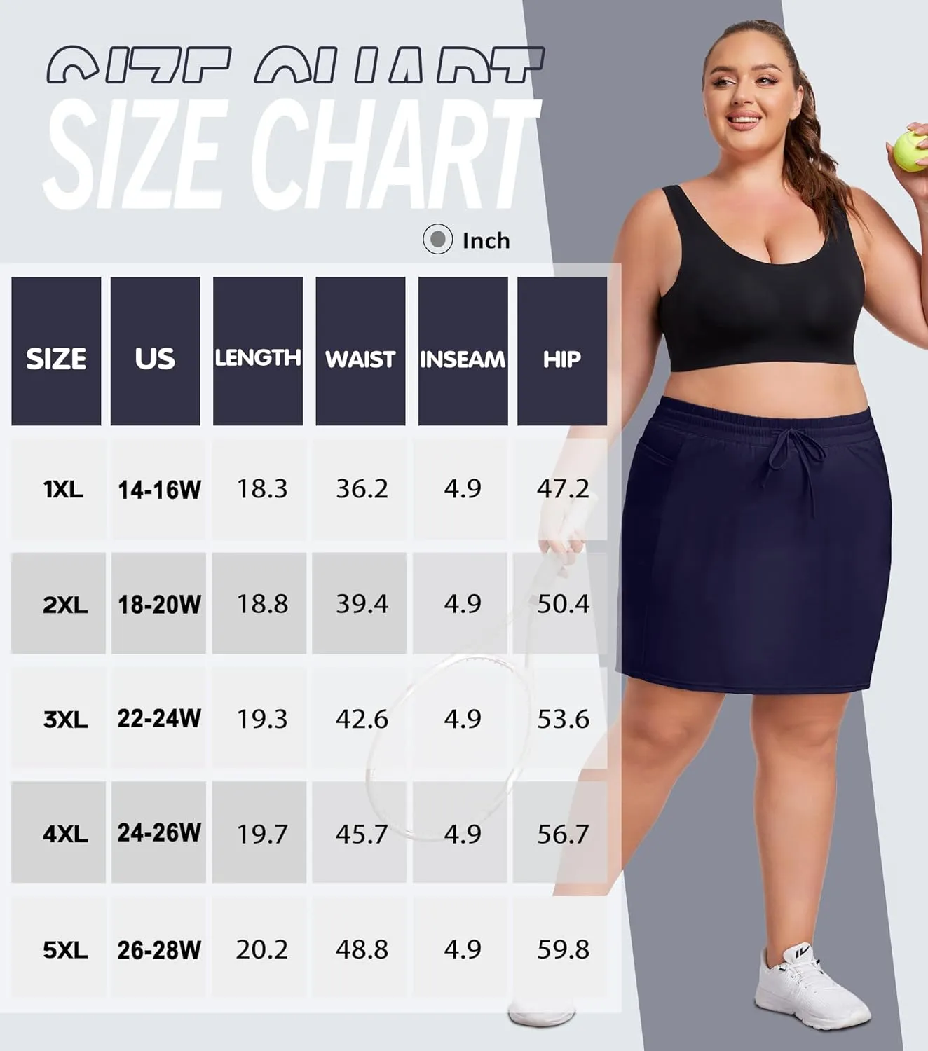 COOTRY Women's Plus Size Golf Skorts with Pockets Built-in Shorts Active Skirts for Tennis Pickleball Running Gym