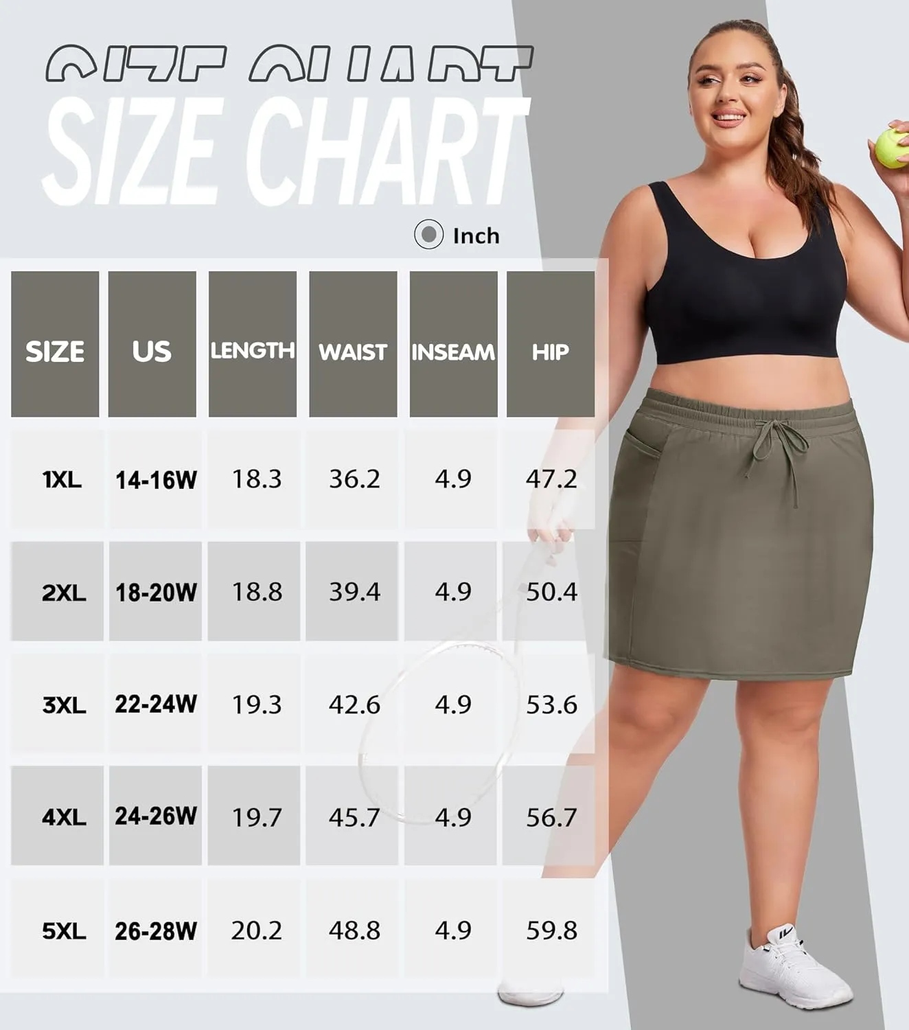 COOTRY Women's Plus Size Golf Skorts with Pockets Built-in Shorts Active Skirts for Tennis Pickleball Running Gym
