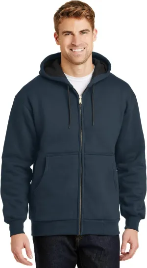 Cornerstone Men's Heavyweight Full Zip Hooded Sweatshirt with Thermal L Navy