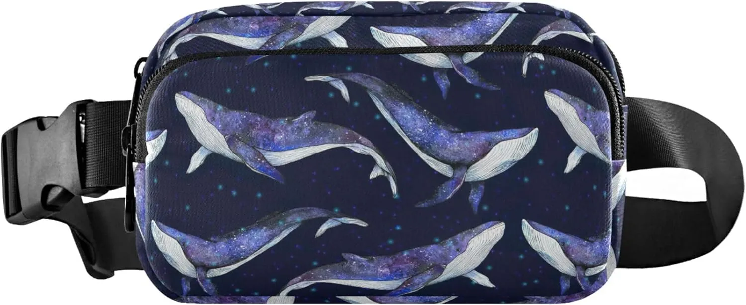 Cosmic Whales Watercolor Women Fanny Packs Bright Color Hip Pack Belt Bag Waterproof Waist Pouches for Men