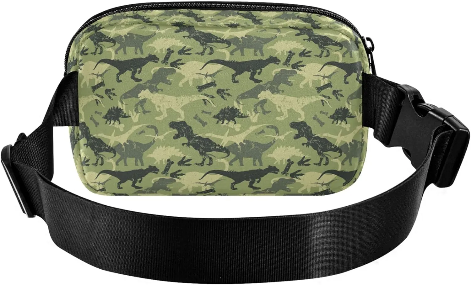Custom Camouflage Dinosaur Green Women Fanny Packs Waterproof Hip Pack Belt Bag Festival Waist Pouches for Men