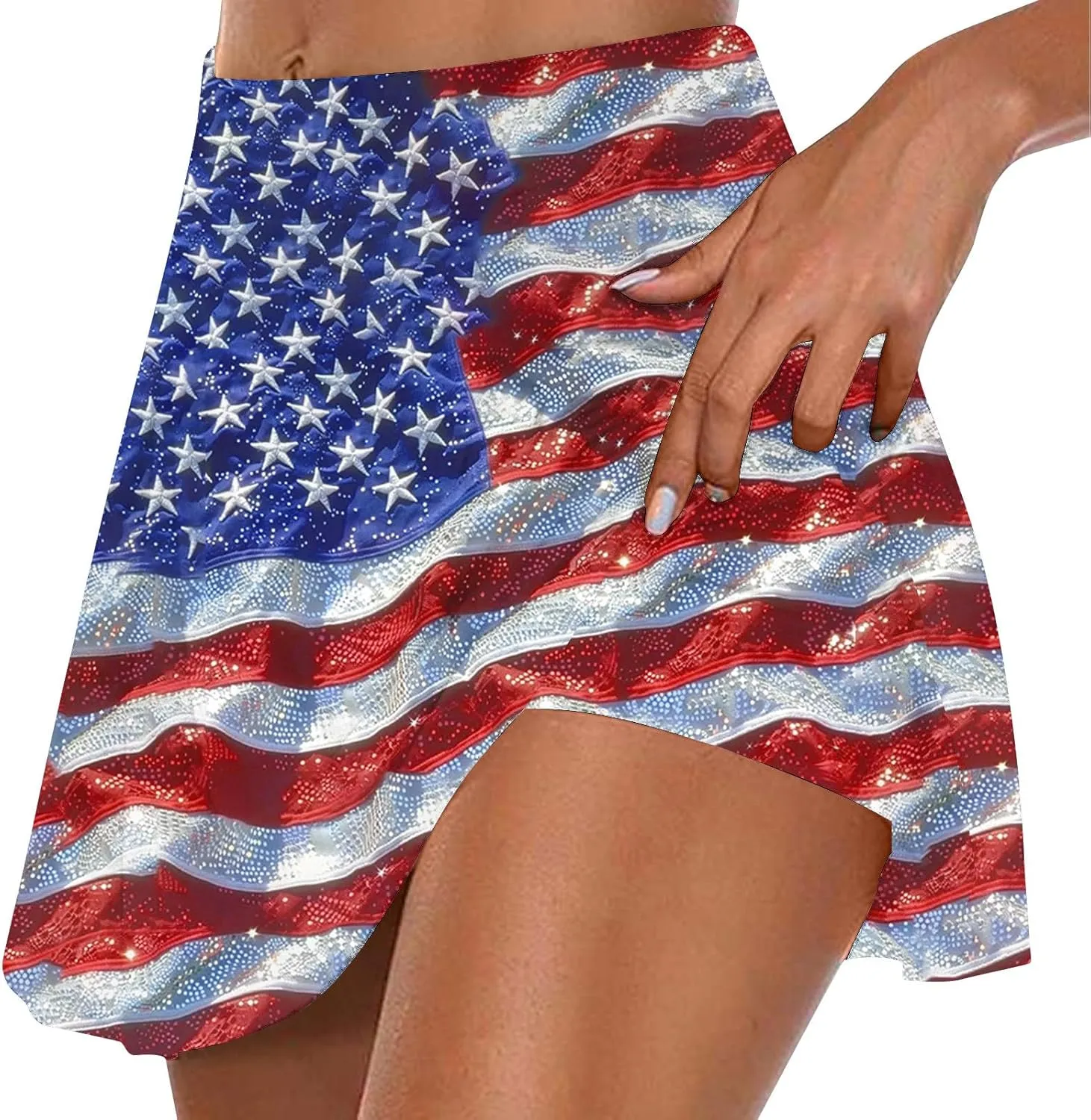 DDAPJ pyju Athletic Skorts for Women American Flag Print Patriotic Shorts High Waisted Golf Tennis Skirts 4th of July 2025