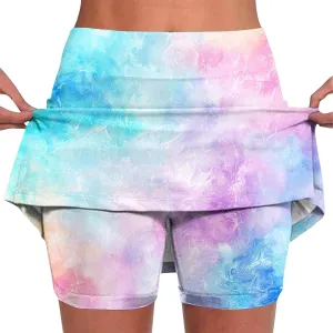 DDAPJ pyju Athletic Skorts for Women High Waist Golf Skorts Plus Size Summer Trendy Floral Printed Tennis Skirt with Shorts