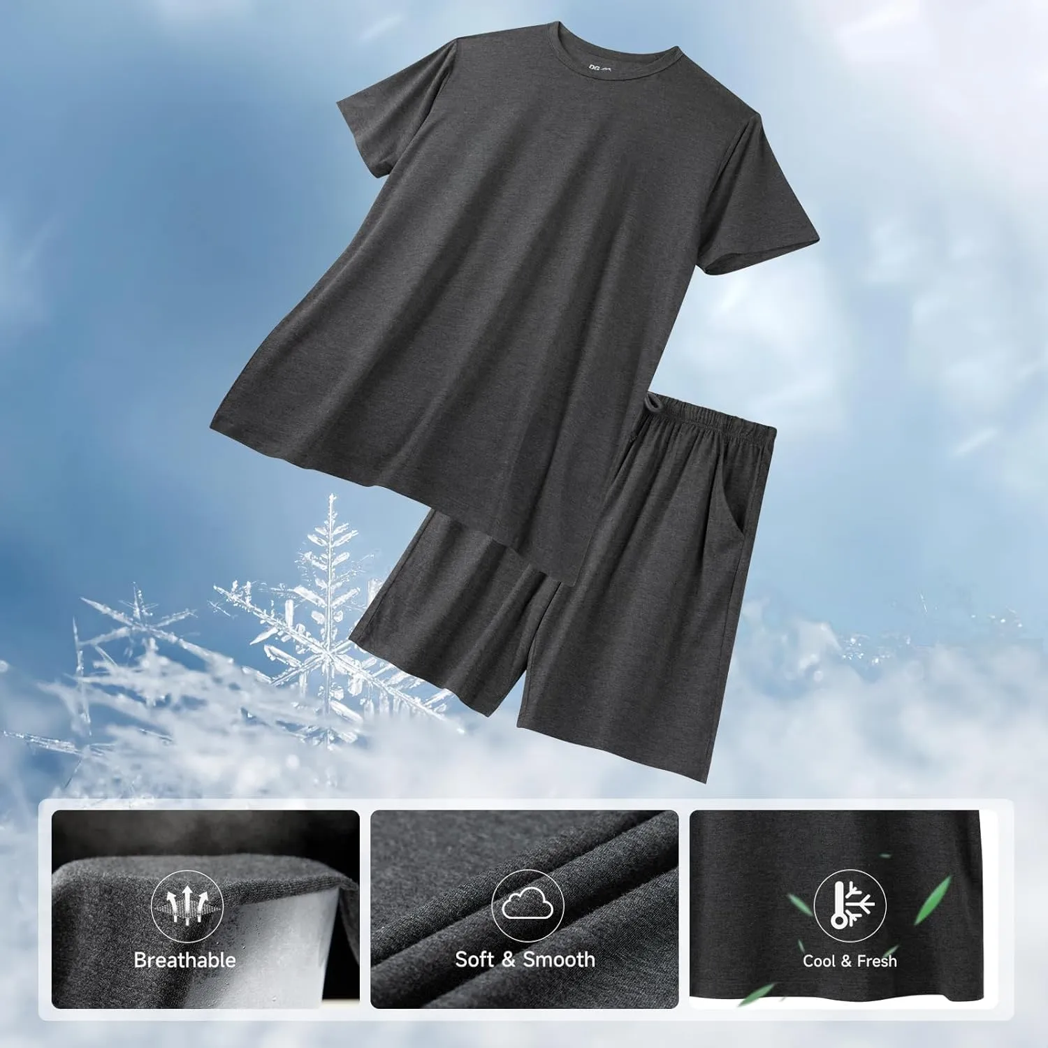 DG Hill Mens Pajamas Set Shorts - Pajama Pants Sleepwear Shorts PJS Sets - Summer Pajamas Cool Pants Short Soft PJS for Men