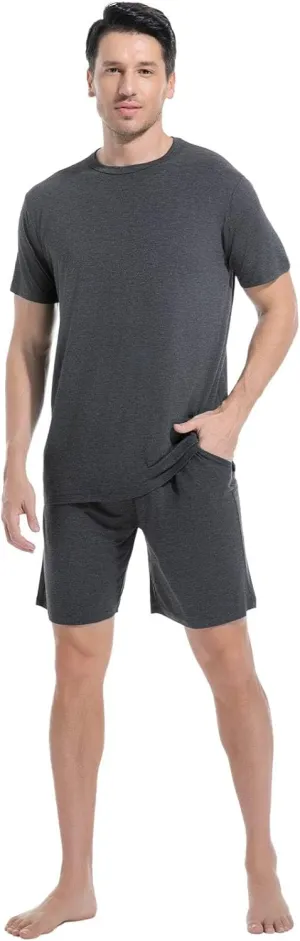DG Hill Mens Pajamas Set Shorts - Pajama Pants Sleepwear Shorts PJS Sets - Summer Pajamas Cool Pants Short Soft PJS for Men