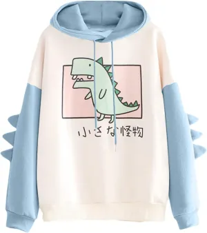 Dinosaur Hoodie Kawaii Pullover Cute Hooded Sweatshirt For womens