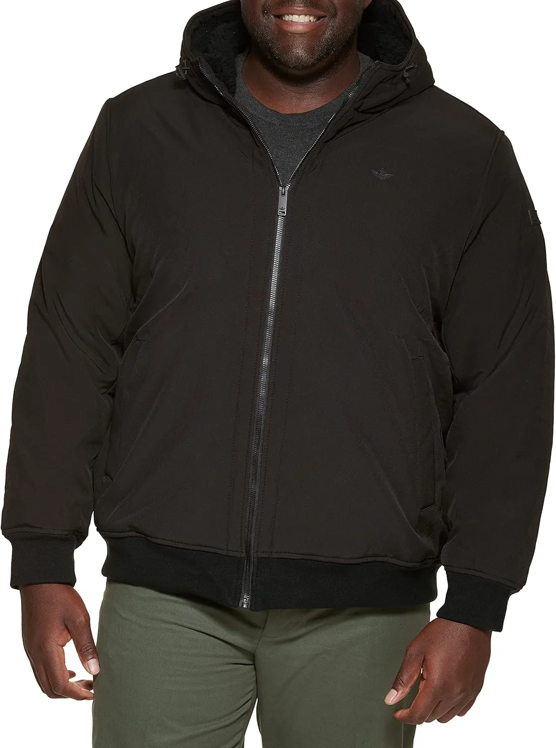 Dockers Men's Softshell Sherpa Lined Bomber Jacket