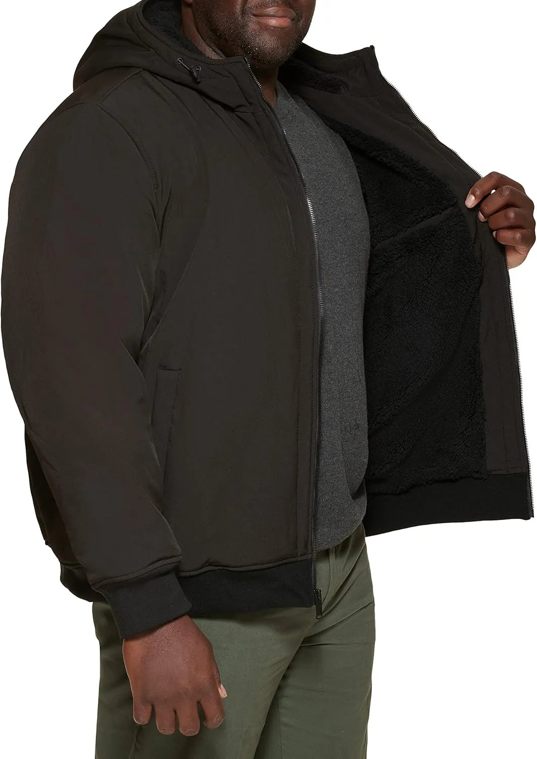 Dockers Men's Softshell Sherpa Lined Bomber Jacket