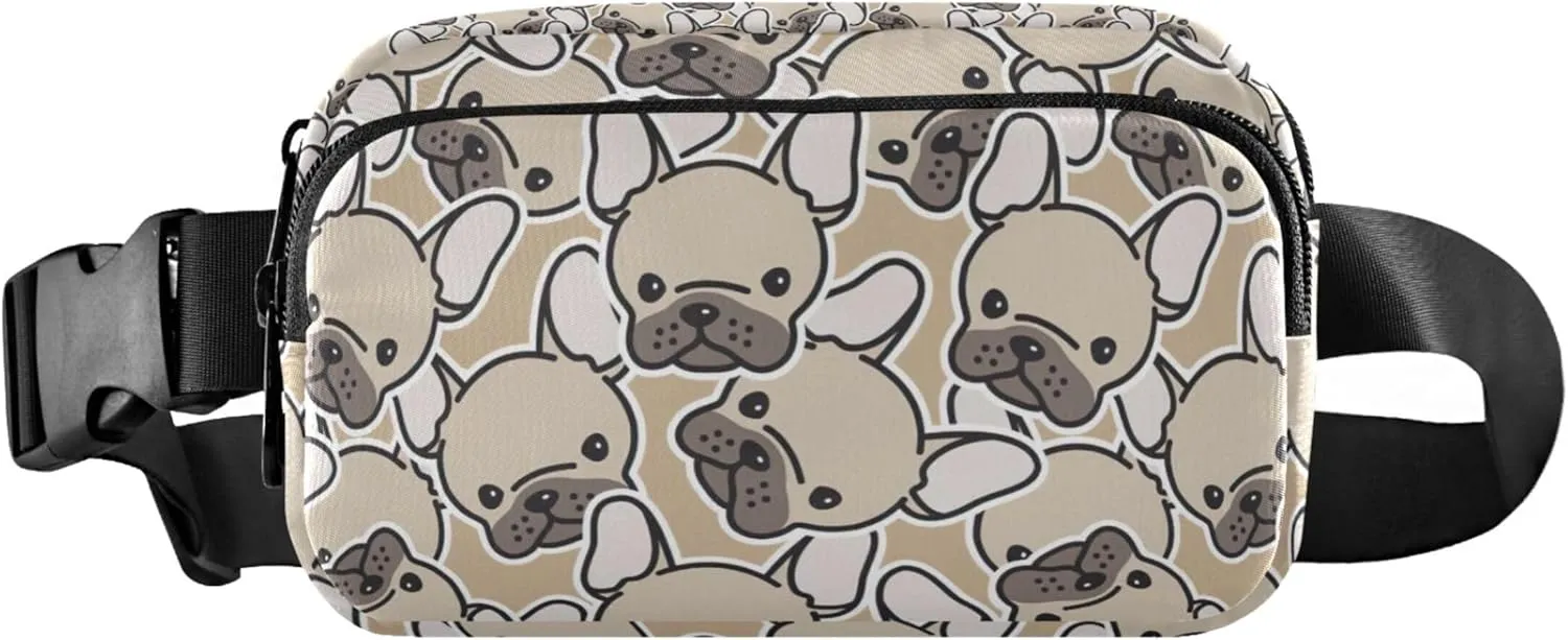 Dog French Bulldog Pug Waterproof Fanny Packs for Women Belt Bag Hip Pack Bright Waist Pouches for Men