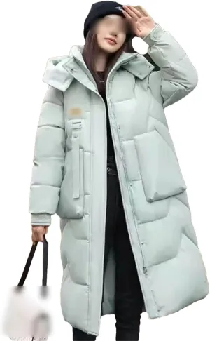 Down Padded Jacket Women's Winter Loose Cotton-Padded Coat Mid-Length Padded Jacket Bread Coat