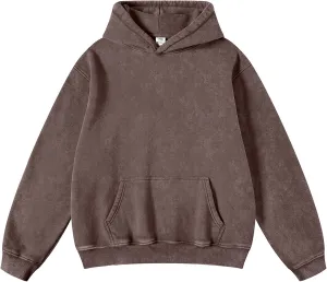 FAIABLE Womens Oversized Hoodie Couples Heavyweight Hoodies Vintage Acid Wash Hoodie
