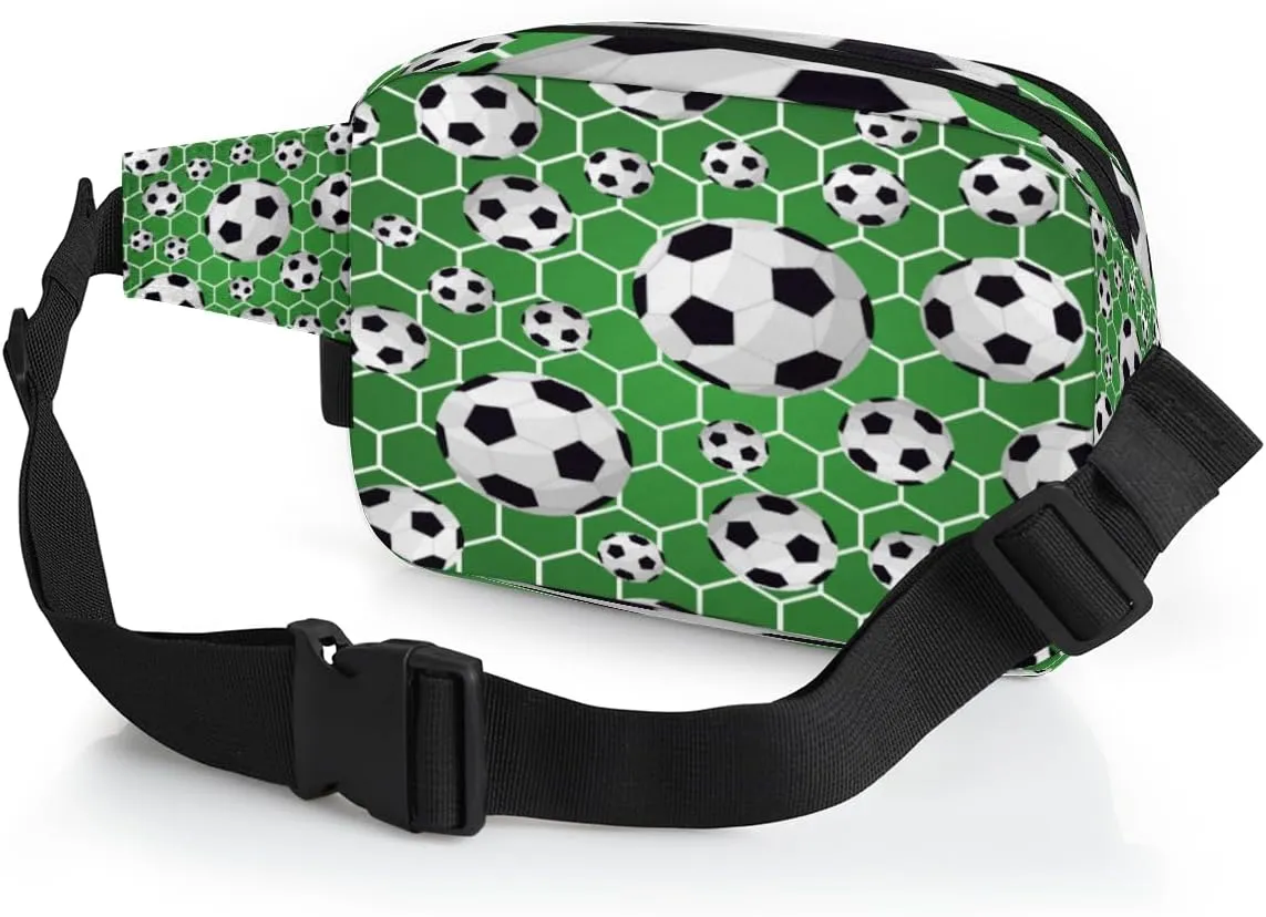 Fanny Pack for Men Women, Waterproof Sports Waist Bag Pack, Soccer Theme Belt Bag for Travel Hiking Running, Travel Chest Bag with Adjustable Strap, Sport