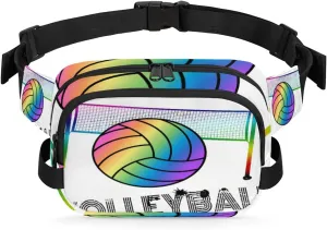Fanny Pack for Men Women, Waterproof Sports Waist Bag Pack, Volleyball Belt Bag for Travel Hiking Running, Travel Chest Bag with Adjustable Strap, Colorful Volleyball