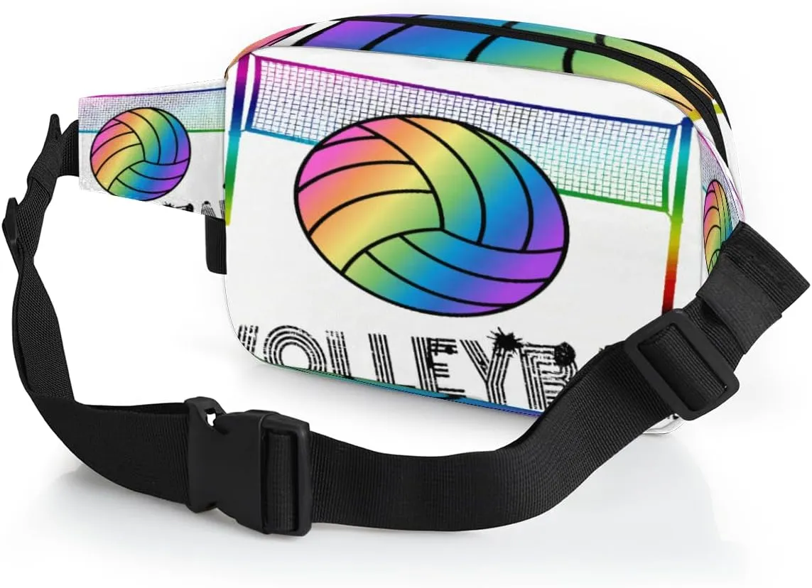 Fanny Pack for Men Women, Waterproof Sports Waist Bag Pack, Volleyball Belt Bag for Travel Hiking Running, Travel Chest Bag with Adjustable Strap, Colorful Volleyball