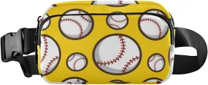 Fanny Pack for Women Men Baseball Yellow Belt Waist Pack Bum Bag Wallets for Running Cycling Hiking Travel Workout with Adjustable Strap