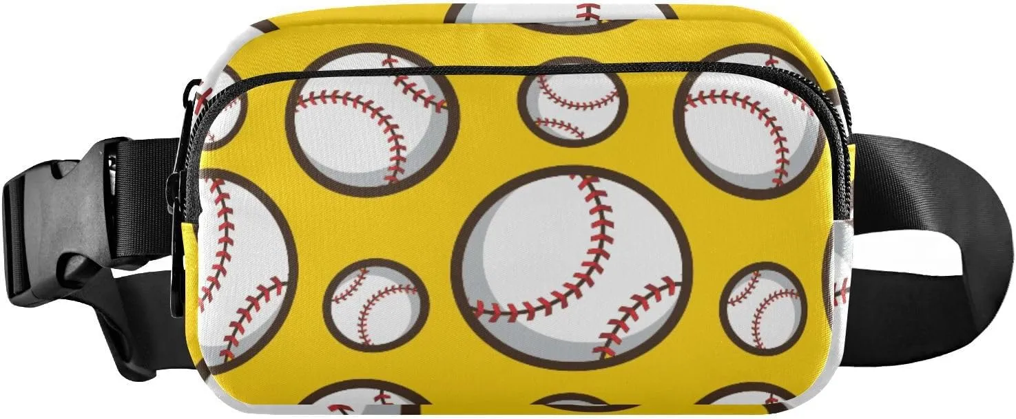 Fanny Pack for Women Men Baseball Yellow Belt Waist Pack Bum Bag Wallets for Running Cycling Hiking Travel Workout with Adjustable Strap