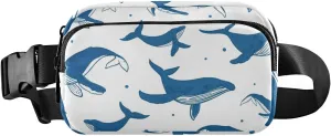 Fanny Pack for Women Men Blue Whales Belt Waist Pack Bum Bag Wallets for Running Cycling Hiking Travel Workout with Adjustable Strap