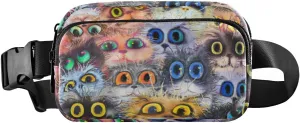 Fanny Pack for Women Men Colorful Cats Portraits Belt Waist Pack Bum Bag Wallets for Running Cycling Hiking Travel Workout with Adjustable Strap
