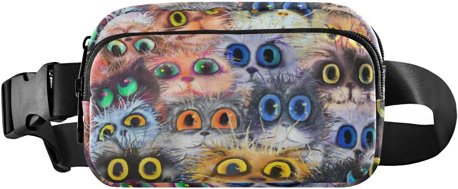 Fanny Pack for Women Men Colorful Cats Portraits Belt Waist Pack Bum Bag Wallets for Running Cycling Hiking Travel Workout with Adjustable Strap