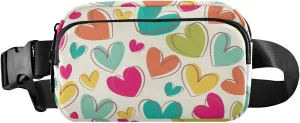 Fanny Pack for Women Men Colorful Hearts Belt Waist Pack Bum Bag Wallets for Running Cycling Hiking Travel Workout with Adjustable Strap