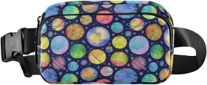Fanny Pack for Women Men Colorful Planets Stars Belt Waist Pack Bum Bag Wallets for Running Cycling Hiking Travel Workout with Adjustable Strap