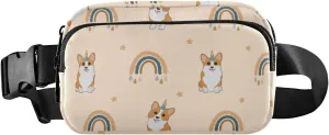 Fanny Pack for Women Men Corgi Stars Rainbows Belt Waist Pack Bum Bag Wallets for Running Cycling Hiking Travel Workout with Adjustable Strap