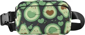 Fanny Pack for Women Men Cute Avocado Heart Belt Waist Pack Bum Bag Wallets for Running Cycling Hiking Travel Workout with Adjustable Strap