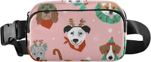 Fanny Pack for Women Men Cute Cartoon Christmas Dogs Belt Waist Pack Bum Bag Wallets for Running Cycling Hiking Travel Workout with Adjustable Strap