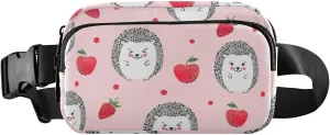 Fanny Pack for Women Men Cute Hedgehogs Apples Pink Belt Waist Pack Bum Bag Wallets for Running Cycling Hiking Travel Workout with Adjustable Strap