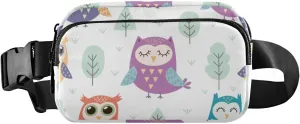 Fanny Pack for Women Men Cute Owls Funny Forest Belt Waist Pack Bum Bag Wallets for Running Cycling Hiking Travel Workout with Adjustable Strap