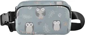 Fanny Pack for Women Men Cute Owls on Green Belt Waist Pack Bum Bag Wallets for Running Cycling Hiking Travel Workout with Adjustable Strap