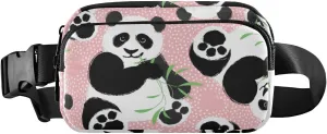 Fanny Pack for Women Men Cute Pink Panda Branch Belt Waist Pack Bum Bag Wallets for Running Cycling Hiking Travel Workout with Adjustable Strap