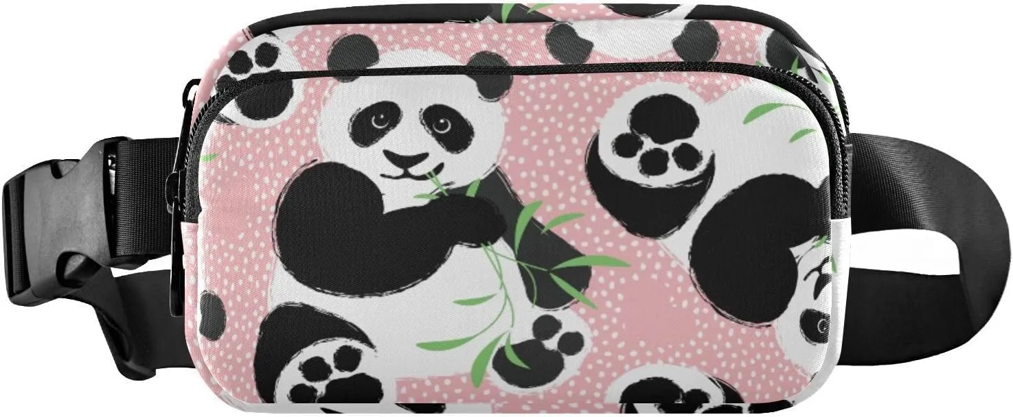 Fanny Pack for Women Men Cute Pink Panda Branch Belt Waist Pack Bum Bag Wallets for Running Cycling Hiking Travel Workout with Adjustable Strap