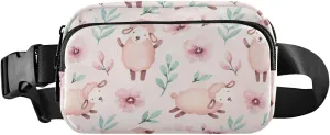 Fanny Pack for Women Men Cute Sheep Flowers Belt Waist Pack Bum Bag Wallets for Running Cycling Hiking Travel Workout with Adjustable Strap