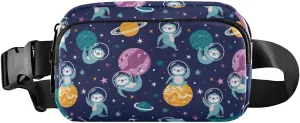 Fanny Pack for Women Men Cute Sloths Planets Belt Waist Pack Bum Bag Wallets for Running Cycling Hiking Travel Workout with Adjustable Strap