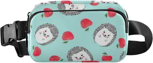 Fanny Pack for Women Men Cute Watercolor Hedgehogs Apples Belt Waist Pack Bum Bag Wallets for Running Cycling Hiking Travel Workout with Adjustable Strap