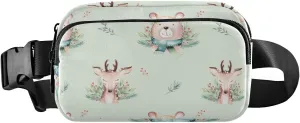Fanny Pack for Women Men Cute Wild Deer Bear Belt Waist Pack Bum Bag Wallets for Running Cycling Hiking Travel Workout with Adjustable Strap