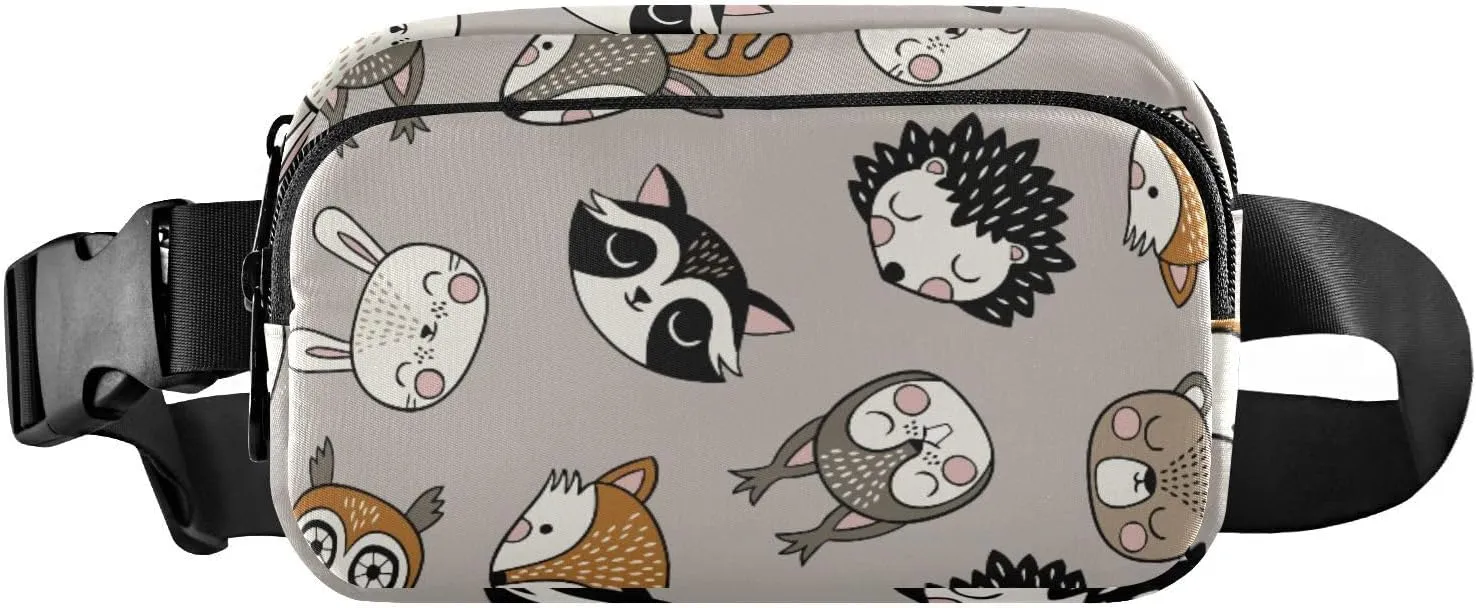 Fanny Pack for Women Men Cute Woodland Animals Belt Waist Pack Bum Bag Wallets for Running Cycling Hiking Travel Workout with Adjustable Strap