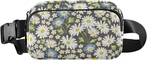 Fanny Pack for Women Men Daisy Blossom Spring Garden Flower Belt Waist Pack Bum Bag Wallets for Running Cycling Hiking Travel Workout with Adjustable Strap