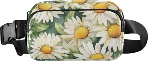 Fanny Pack for Women Men Daisy Flower Watercolor Belt Waist Pack Bum Bag Wallets for Running Cycling Hiking Travel Workout with Adjustable Strap