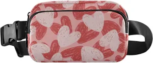 Fanny Pack for Women Men Dark Pink White Hearts Belt Waist Pack Bum Bag Wallets for Running Cycling Hiking Travel Workout with Adjustable Strap