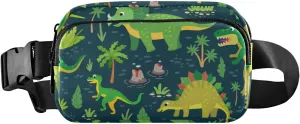 Fanny Pack for Women Men Dinosaurs Tropical Leaves Flowers Belt Waist Pack Bum Bag Wallets for Running Cycling Hiking Travel Workout with Adjustable Strap