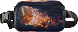 Fanny Pack for Women Men Football Fire Pattern Belt Waist Pack Bum Bag Wallets for Running Cycling Hiking Travel Workout with Adjustable Strap