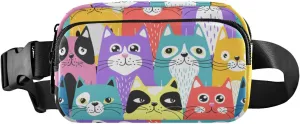 Fanny Pack for Women Men Funny Cartoon Cats Belt Waist Pack Bum Bag Wallets for Running Cycling Hiking Travel Workout with Adjustable Strap
