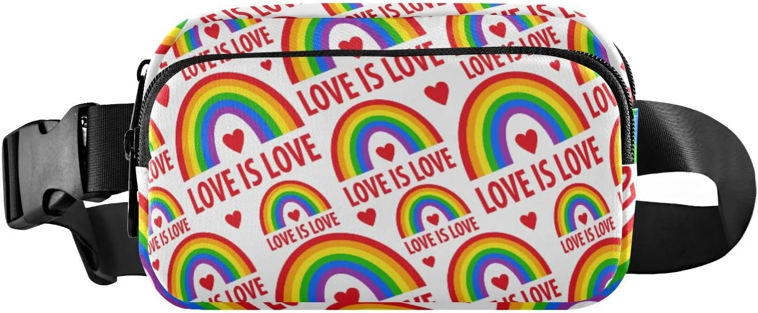 Fanny Pack for Women Men Hearts Lgbt Rainbow Belt Waist Pack Bum Bag Wallets for Running Cycling Hiking Travel Workout with Adjustable Strap