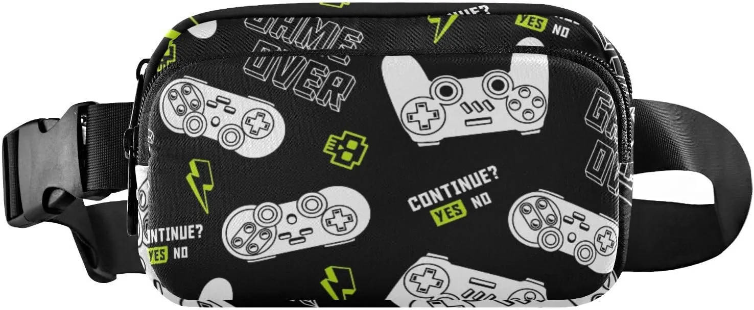 Fanny Pack for Women Men Joystick Gamepad Black Belt Waist Pack Bum Bag Wallets for Running Cycling Hiking Travel Workout with Adjustable Strap