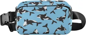 Fanny Pack for Women Men Killer Whales Blue Belt Waist Pack Bum Bag Wallets for Running Cycling Hiking Travel Workout with Adjustable Strap