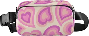 Fanny Pack for Women Men Pink Hearts Pattern Belt Waist Pack Bum Bag Wallets for Running Cycling Hiking Travel Workout with Adjustable Strap